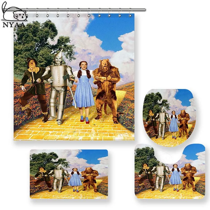 NYAA 4 Pcs Funny Cartoons Shower Curtain Pedestal Rug Lid Toilet Cover Mat Bath Mat Set For Bathroom Decor
NYAA 4 Pcs Funny Cartoons Shower Curtain Pedestal Rug Lid Toilet Cover Mat Bath Mat Set For Bathroom Decor