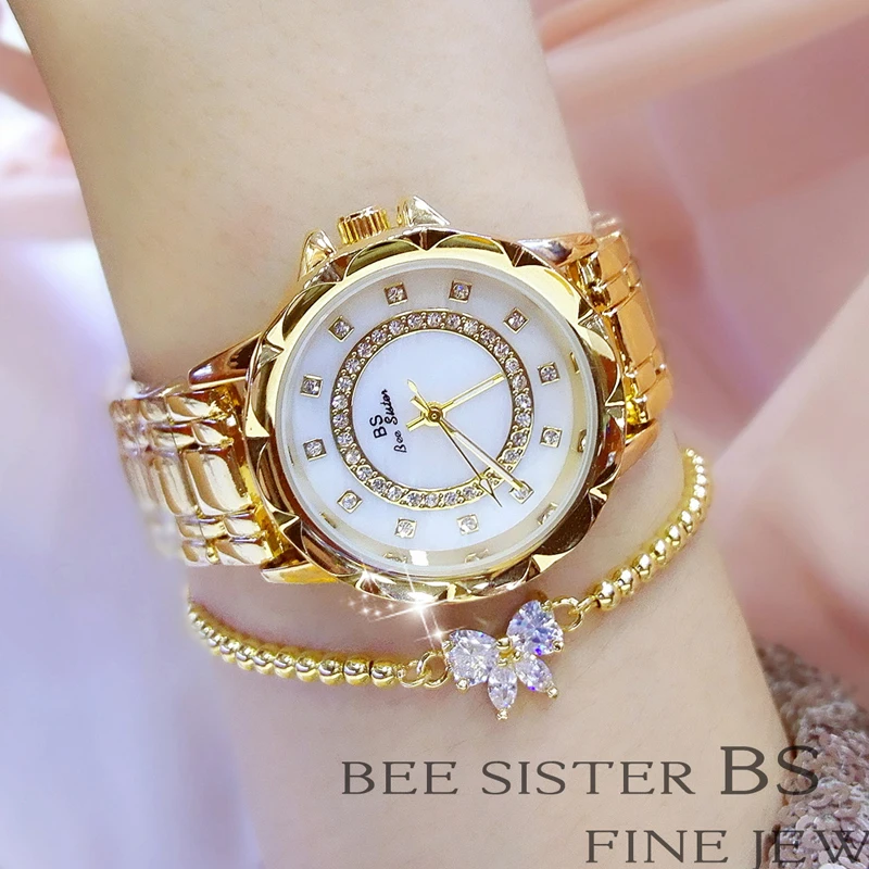 Fashion Ladies Gold watch Quartz Stainless Steel Diamond Luxury Watches Relogio Relojes Femme Satti Femininos
Fashion Ladies Gold watch Quartz Stainless Steel Diamond Luxury Watches Relogio Relojes Femme Satti Femininos