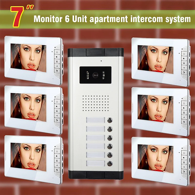 6 unit apartment intercom system video doorbell for apartments door phone visual | Безопасность и защита