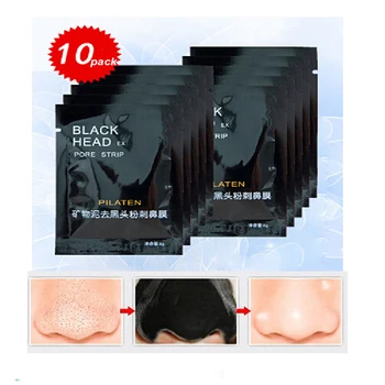 Pilaten 10pcs/lot Facial Minerals Mud Membranes Clay Black Mask Strips Cleaner Acne