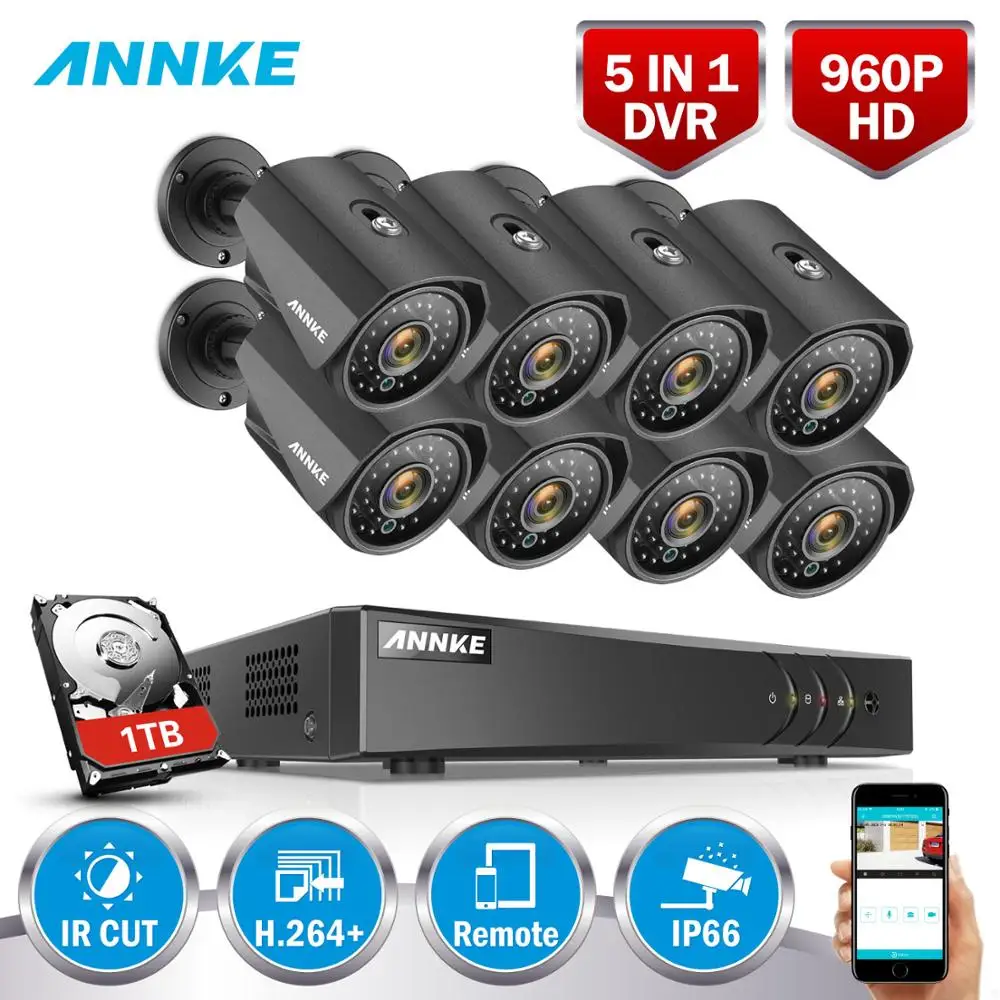ANNKE 960P 8CH CCTV Camera System 8pcs 1.3MP 1500TVL Outdoor Waterproof CCTV Security Camera 4CH 960P Surveillance Kit
ANNKE 960P 8CH CCTV Camera System 8pcs 1.3MP 1500TVL Outdoor Waterproof CCTV Security Camera 4CH 960P Surveillance Kit