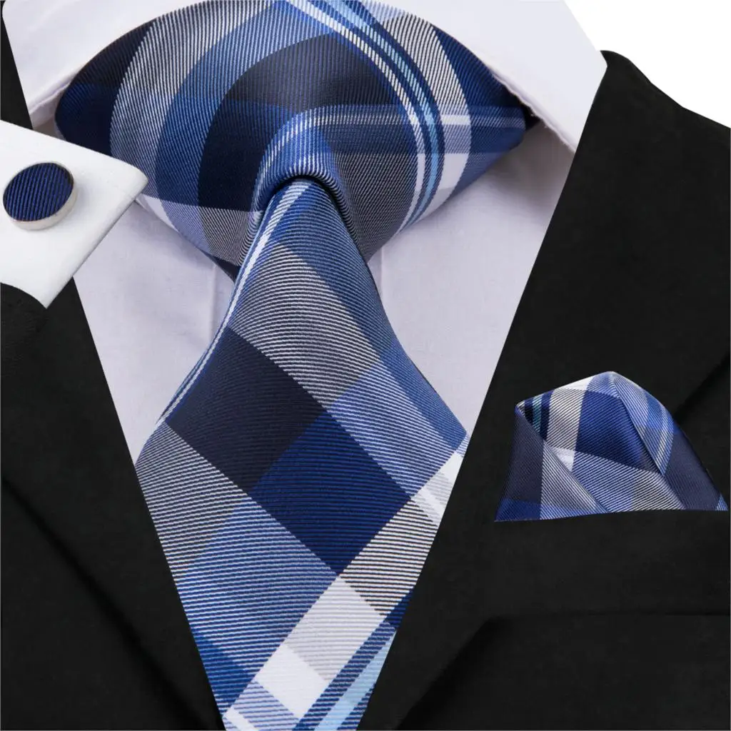 Hi-Tie Men's Silk Tie Set Fashion Blue Plaid Tie Pocket Square Cufflinks Set 2019 Male Business Party Blue Necktie Set C-3013
Hi-Tie Men's Silk Tie Set Fashion Blue Plaid Tie Pocket Square Cufflinks Set 2019 Male Business Party Blue Necktie Set C-3013