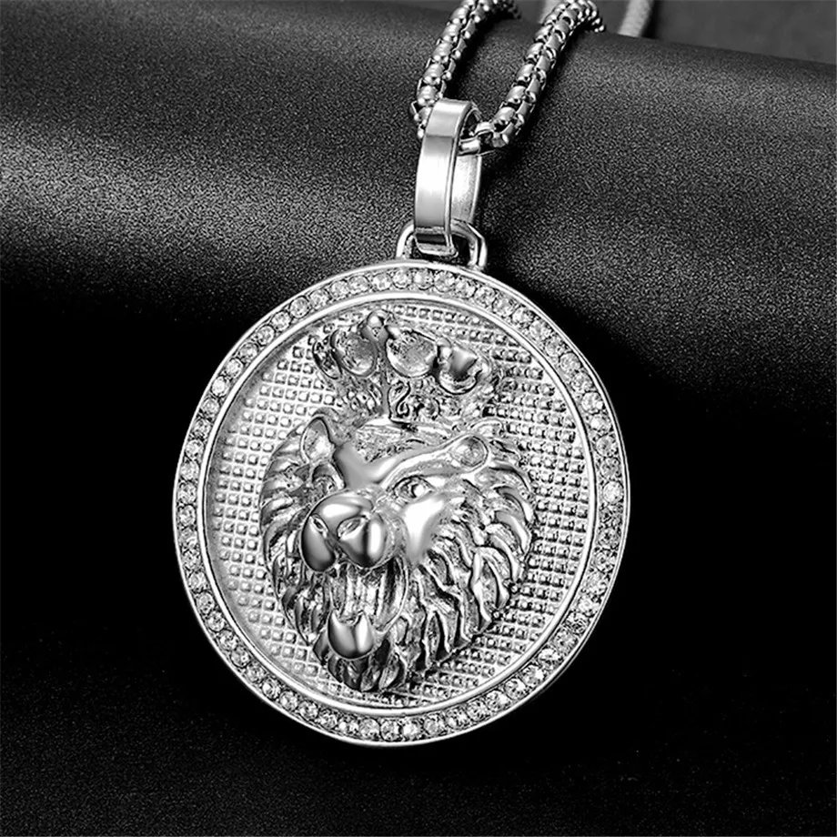 Hip Hop Iced Out Gold Color Titanium Stainless Steel Pave Rhinestone Lion Head Pendants Necklaces for Men Jewelry
Hip Hop Iced Out Gold Color Titanium Stainless Steel Pave Rhinestone Lion Head Pendants Necklaces for Men Jewelry