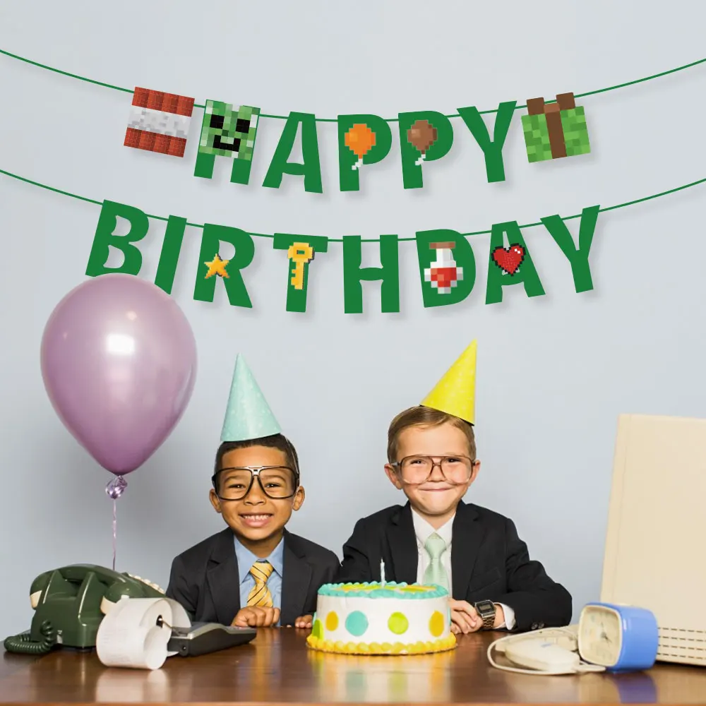 Kids Happy Birthday Banners Pixels Theme Party Backdrops Paper Flags Bunting Decorations Party Supplies BA110
Kids Happy Birthday Banners Pixels Theme Party Backdrops Paper Flags Bunting Decorations Party Supplies BA110