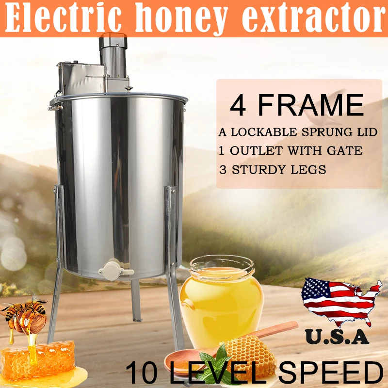 Electric 4 Frame Honey Extractor Centrifuge +Lid Beekeeper Tool Stainless Steel Beekeeping Equipment Honey Extractor
Electric 4 Frame Honey Extractor Centrifuge +Lid Beekeeper Tool Stainless Steel Beekeeping Equipment Honey Extractor