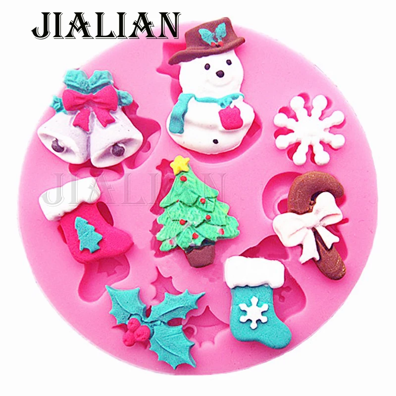 Snowman snowflakes Christmas tree stockings bells chocolate Party cake decorating tools DIY fondant silicone mold Gumpaste T0130
Snowman snowflakes Christmas tree stockings bells chocolate Party cake decorating tools DIY fondant silicone mold Gumpaste T0130