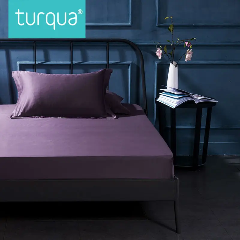 Image turqua 300TC 100% cotton Egyptian cotton fitted sheet twin full queen king Size mattress cover protective case extremely soft