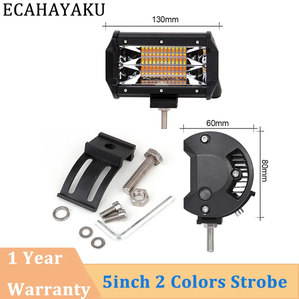 ECAHAYAKU 1x 5 inch led work light bar 12V 72W with Amber white light 5 light modes Car fog lights for Motorcycle suv atv truck
ECAHAYAKU 1x 5 inch led work light bar 12V 72W with Amber white light 5 light modes Car fog lights for Motorcycle suv atv truck