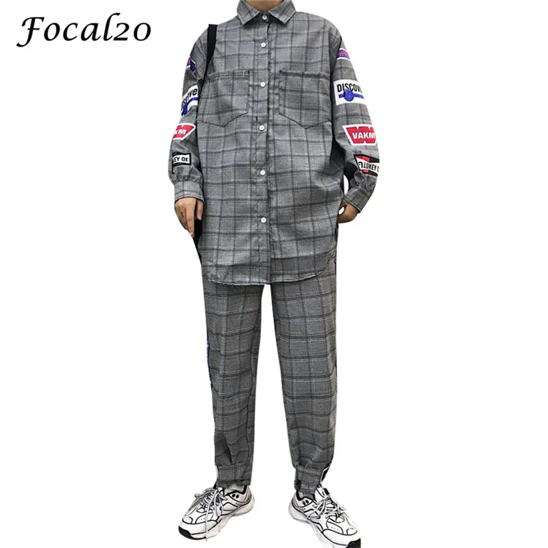 Focal20 Streetwear Hit Color Patch Plaid Women Sets Turn-Down Collar Long Sleeve Blouse Crop Top Stripe Elastic Waist Pants
Focal20 Streetwear Hit Color Patch Plaid Women Sets Turn-Down Collar Long Sleeve Blouse Crop Top Stripe Elastic Waist Pants