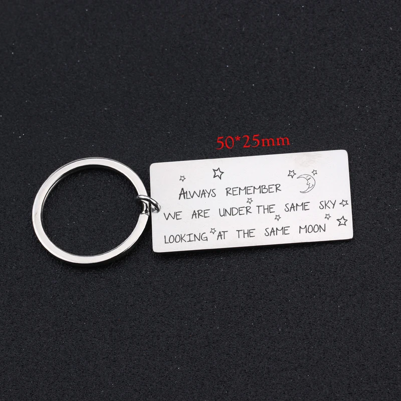 Keychain Engraved Always Remember We Are Under The Same Sky Looking At The Same Moon For Distance Love Gift Fashion Key Fobs
Keychain Engraved Always Remember We Are Under The Same Sky Looking At The Same Moon For Distance Love Gift Fashion Key Fobs