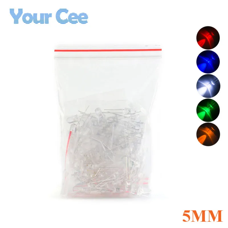 5mm Transparent F5 LED Light Lamp Combination Diode Kit Red Green Blue Yellow White Assortment Kit 100pcs (5colors x 20pcs
5mm Transparent F5 LED Light Lamp Combination Diode Kit Red Green Blue Yellow White Assortment Kit 100pcs (5colors x 20pcs