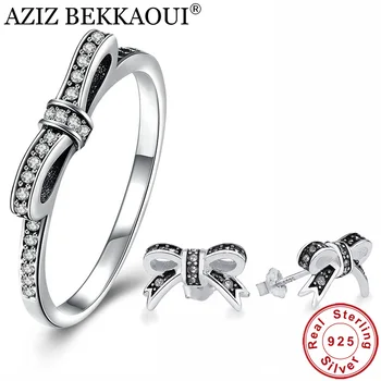 AZIZ BEKKAOUI Vintage Stainless Steel Color Jewelry Set Sparkling Bow Knot Stackable Ring Classic Earrings Wedding Jewelry Gift
AZIZ BEKKAOUI Vintage Stainless Steel Color Jewelry Set Sparkling Bow Knot Stackable Ring Classic Earrings Wedding Jewelry Gift