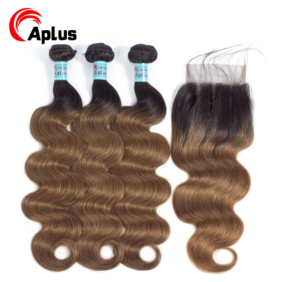 Aplus Hair Ombre 3 Bundles Indian Hair With Closure T1b/30 Body Wave Weave Bundles With 4*4 Lace Closure With Baby Hair Non Remy
Aplus Hair Ombre 3 Bundles Indian Hair With Closure T1b/30 Body Wave Weave Bundles With 4*4 Lace Closure With Baby Hair Non Remy