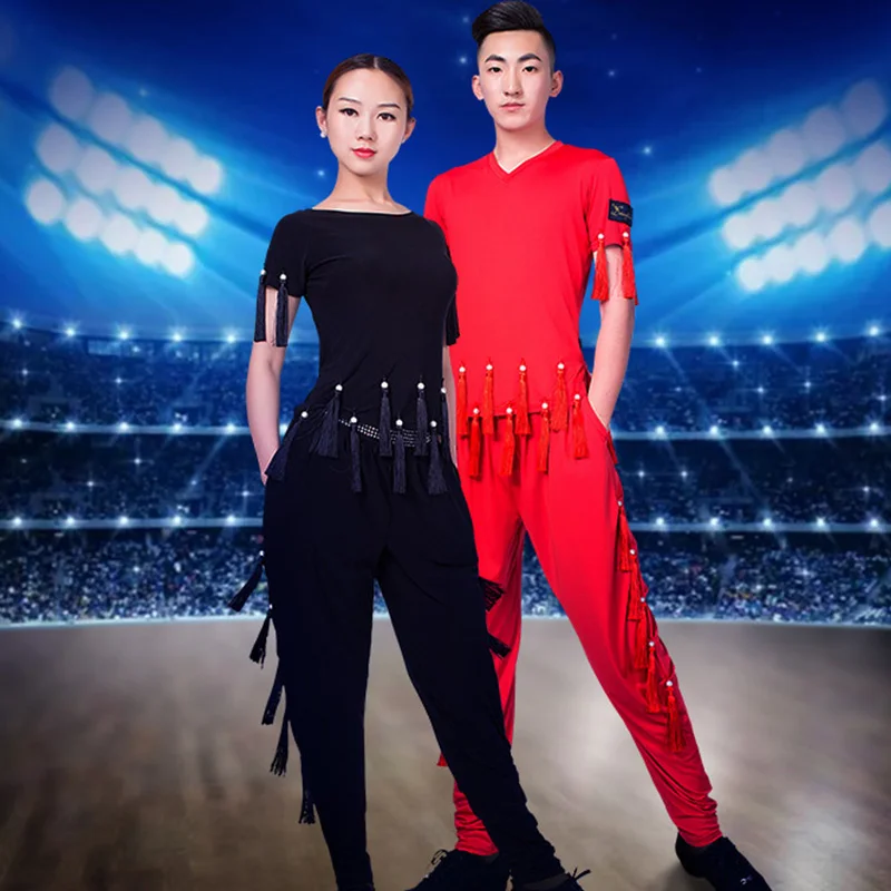 Latin Dance Costumes For Women Fringed Short-Sleeved Shirt Pants Men Cha Cha Rumba Samba Clothes Adult Practice Wear DNV11725
Latin Dance Costumes For Women Fringed Short-Sleeved Shirt Pants Men Cha Cha Rumba Samba Clothes Adult Practice Wear DNV11725