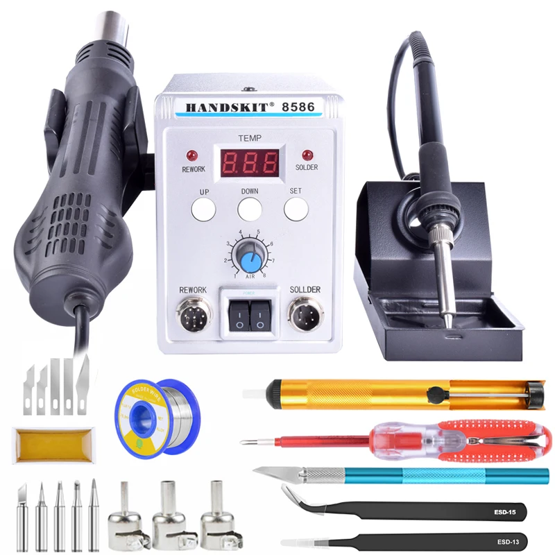 Two in one Soldering Station LED Digital Solder Iron desoldering station BGA Rework Solder Station Hot Air Gun+ Soldering iron
Two in one Soldering Station LED Digital Solder Iron desoldering station BGA Rework Solder Station Hot Air Gun+ Soldering iron