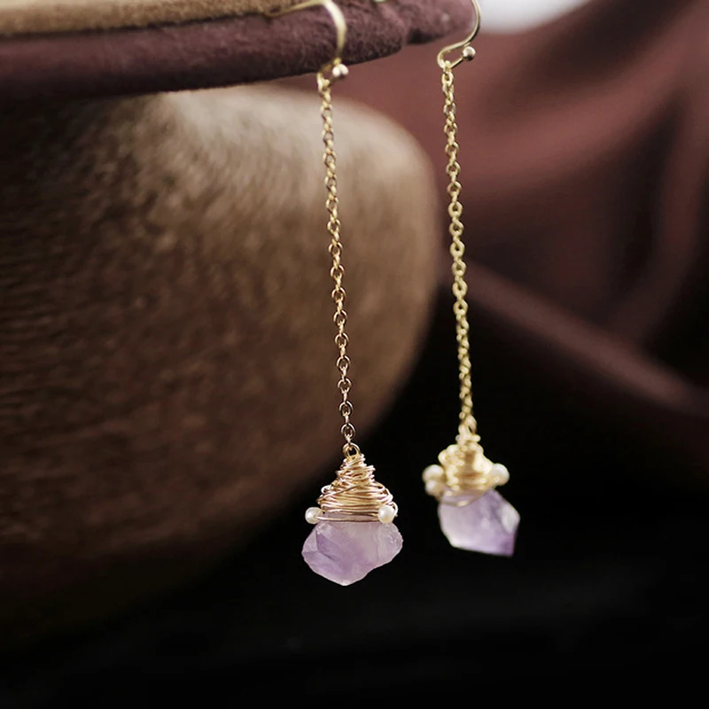 Natural Purple Stone White Freshwater Pearl Earrings 14KGF Dangle Earring For Women Brincos Prata Jewellery
Natural Purple Stone White Freshwater Pearl Earrings 14KGF Dangle Earring For Women Brincos Prata Jewellery