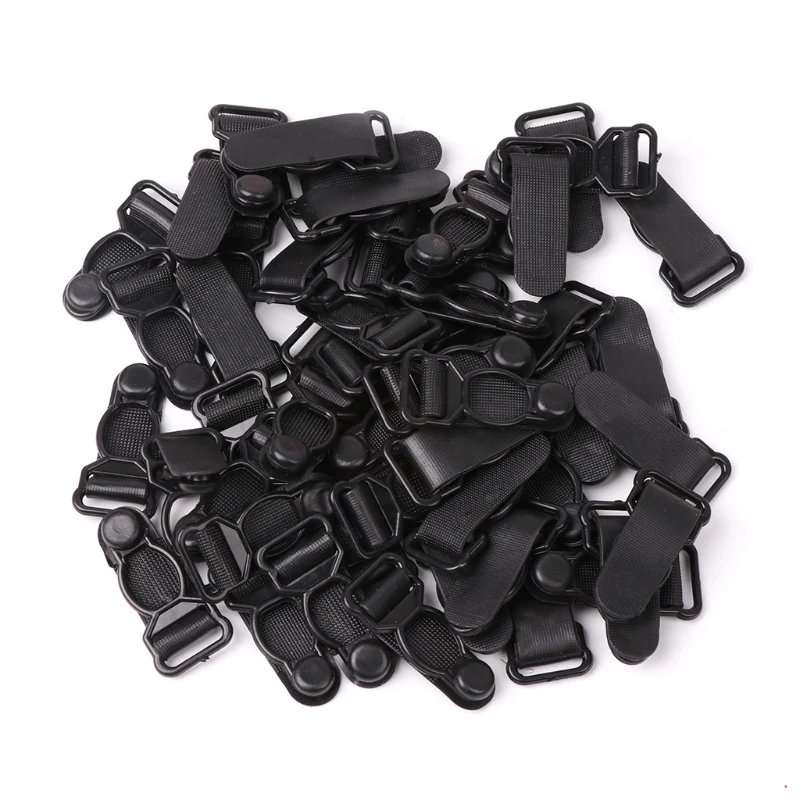 

50pcs Plastic Black Corset Leg Garter Belt Clip Hooks Suspender Ends Hosiery Stocking Grips