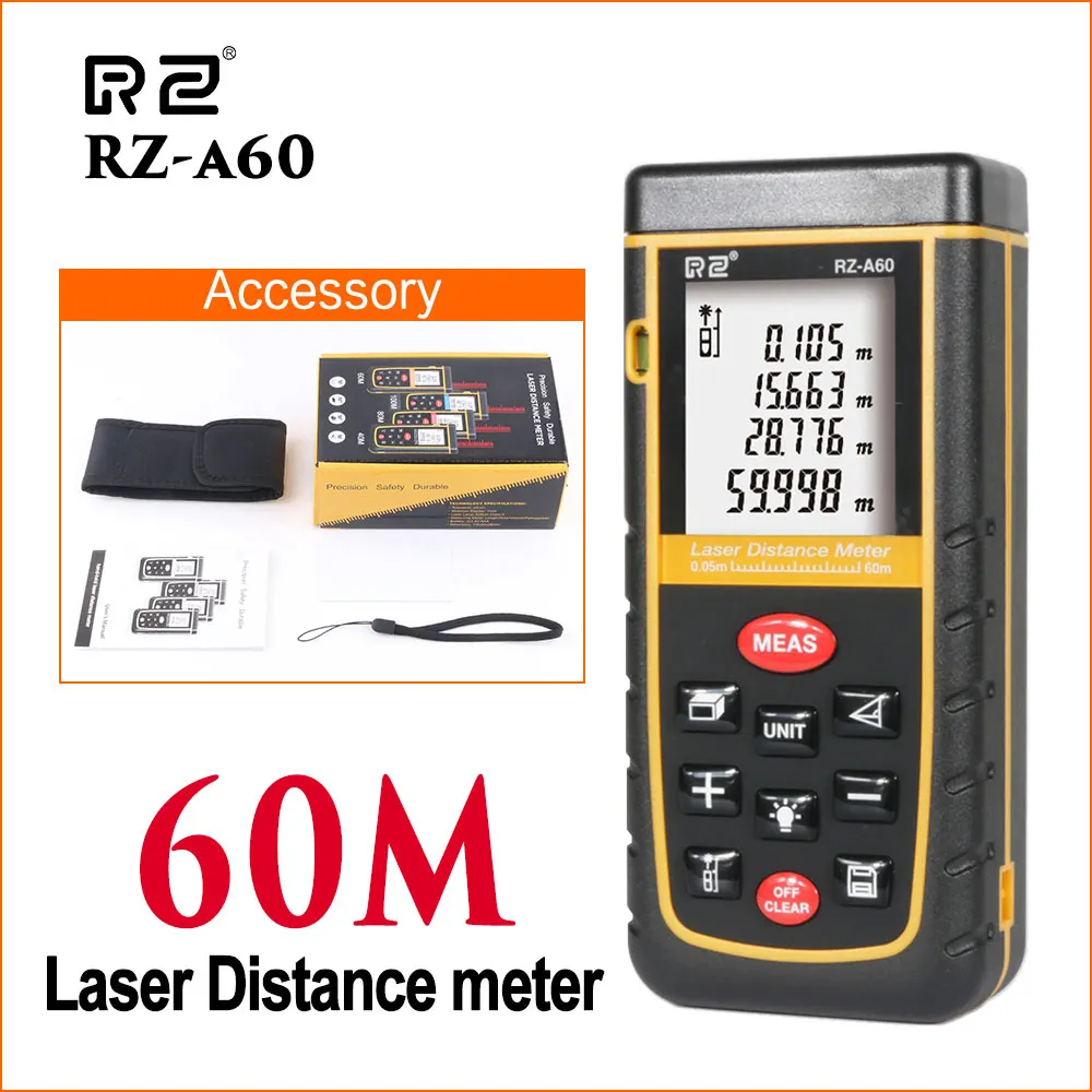 

RZ Laser Distance Meter Rangefinder Range Finder Hunting Digital Handheld 40m 60m 80m 100m Tape Measure Area Laser Rangefinder