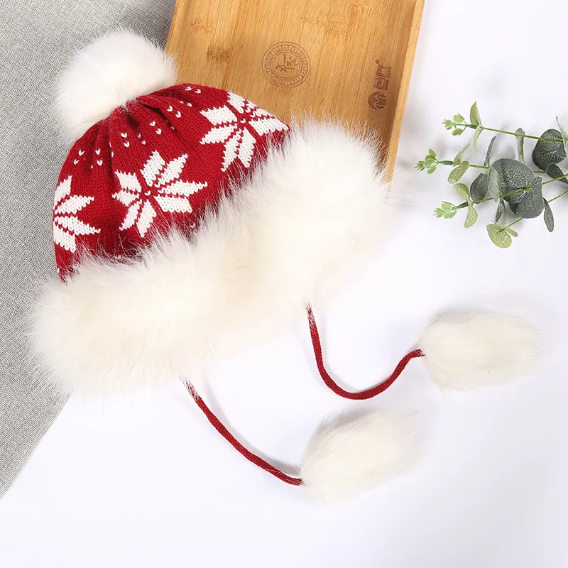 Winter Earflap Hat With Maple Leaf Knitted Bomber Hat For Women Girls Ear Flap Russian Hat Thicken Warm Mongolia Princess Hat
Winter Earflap Hat With Maple Leaf Knitted Bomber Hat For Women Girls Ear Flap Russian Hat Thicken Warm Mongolia Princess Hat