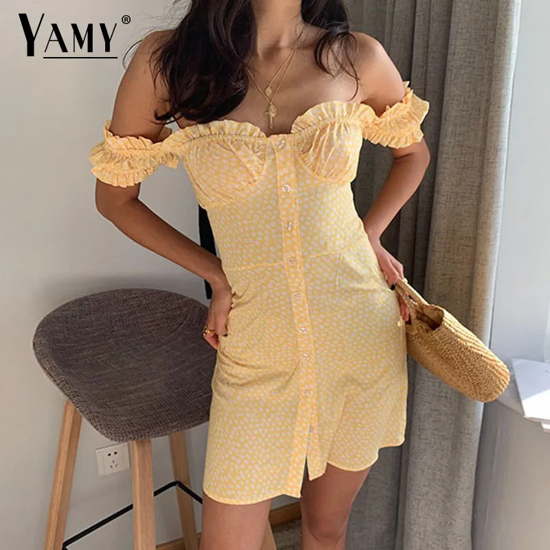 2019 Summer women dress elegant vintage yellow floral off shoulder beach dress boho korean vestidos sexy short dress
2019 Summer women dress elegant vintage yellow floral off shoulder beach dress boho korean vestidos sexy short dress