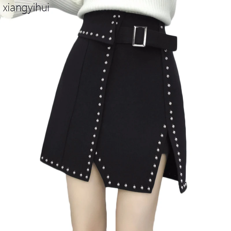 Large Size Punk Fashion Rivet Skirt Women 2018 Autumn Winter Fashion Asymmetric Skirt Short Buckles Womens Tulle Skirts M-4XL
Large Size Punk Fashion Rivet Skirt Women 2018 Autumn Winter Fashion Asymmetric Skirt Short Buckles Womens Tulle Skirts M-4XL