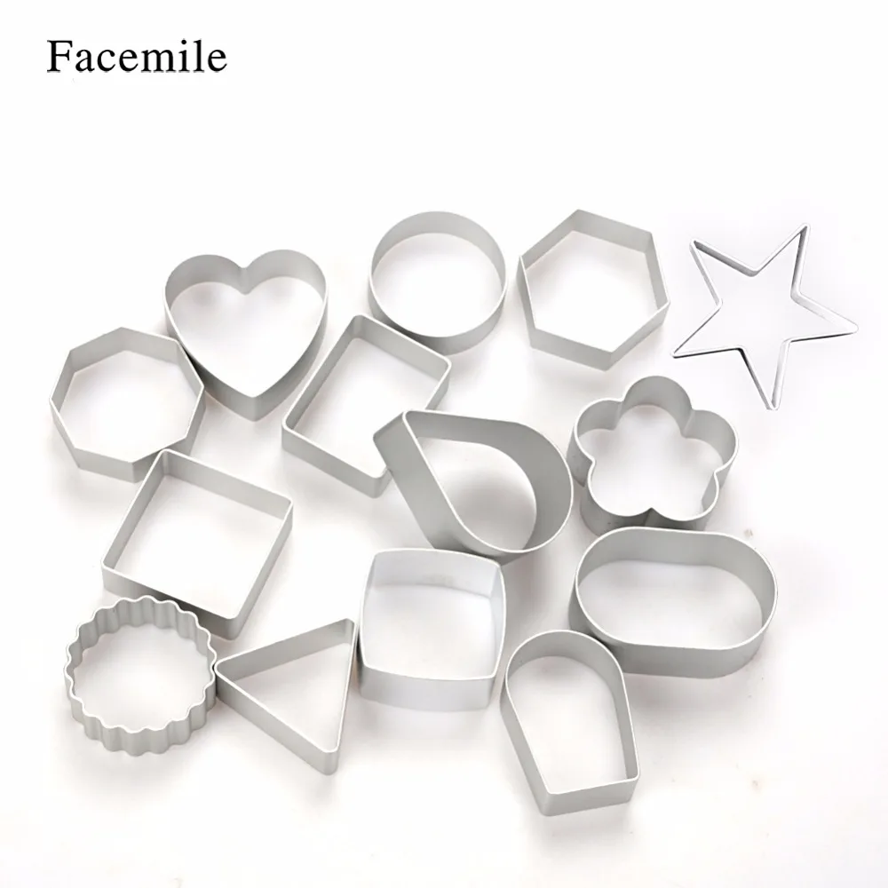 Facemile 14PCS Geometry Fruit Vegetable Toast Cookie Frame Biscuit Mold Cake Aluminum Alloy Mold DIY Cooking Molds for Baking
Facemile 14PCS Geometry Fruit Vegetable Toast Cookie Frame Biscuit Mold Cake Aluminum Alloy Mold DIY Cooking Molds for Baking