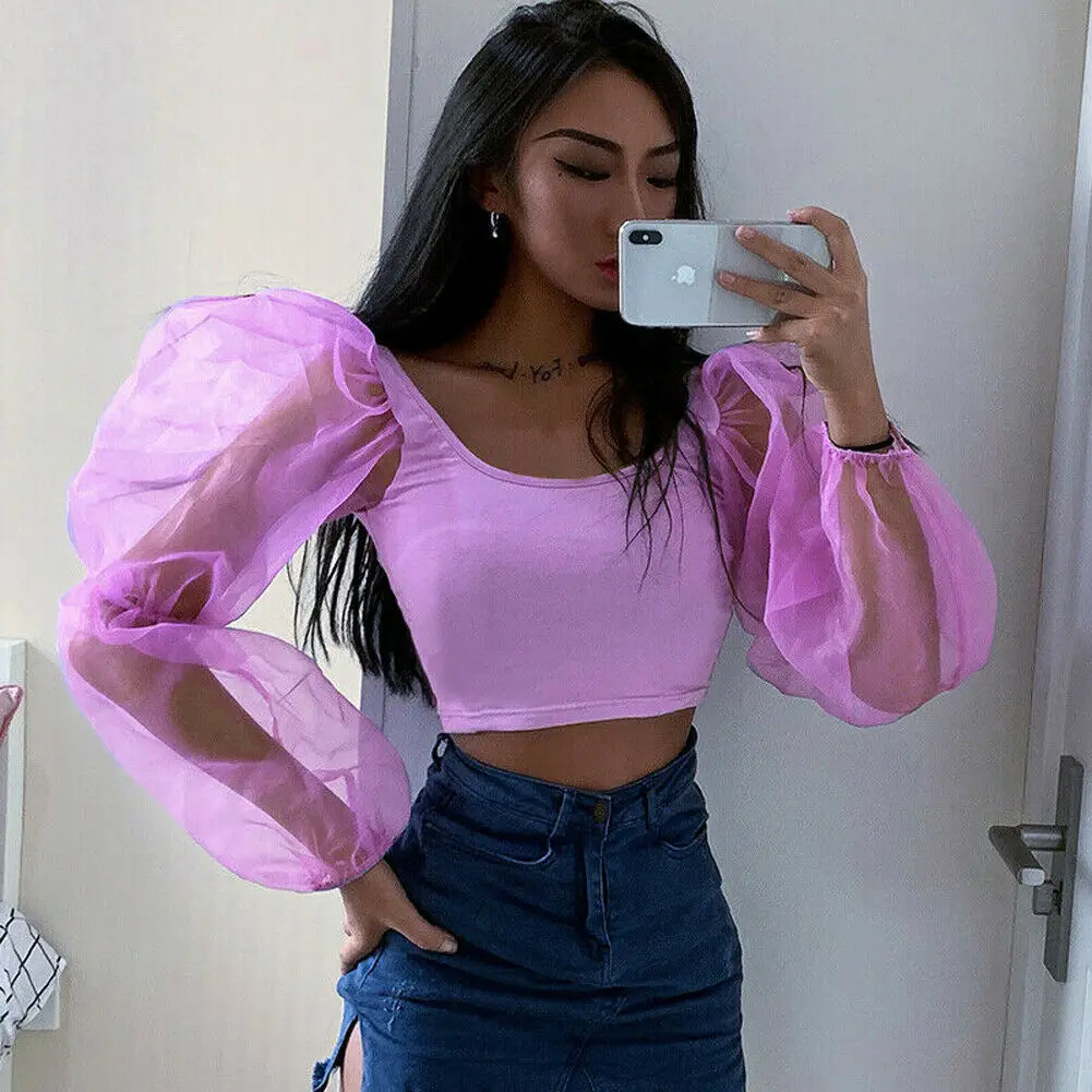 Women Slim Fit Casual Cropped Tops Sheer Low cut SplicedCasual Shirts Mesh Puff Sleeve Crop Top Stylish Blouse
Women Slim Fit Casual Cropped Tops Sheer Low cut SplicedCasual Shirts Mesh Puff Sleeve Crop Top Stylish Blouse