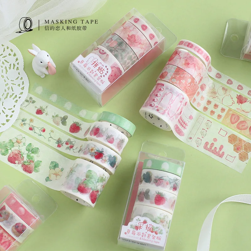 4Pcs/Box Pink Teenage Girl Pick Taste Strawberry Washi Tape Set DIY Scrapbooking Sticker Label Masking Tape School Office Supply
4Pcs/Box Pink Teenage Girl Pick Taste Strawberry Washi Tape Set DIY Scrapbooking Sticker Label Masking Tape School Office Supply