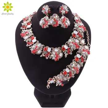 Fashion Crystal Statement Necklace Earrings Bracelet Ring set Bridal Jewelry Sets for Brides Wedding Party Costume Jewellery
Fashion Crystal Statement Necklace Earrings Bracelet Ring set Bridal Jewelry Sets for Brides Wedding Party Costume Jewellery