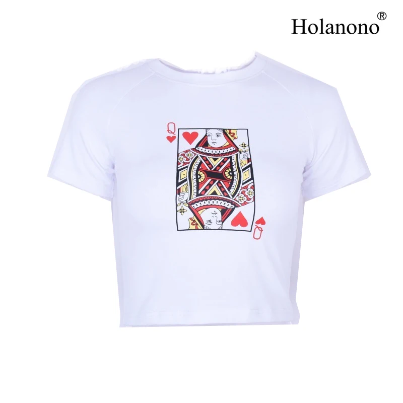 Holanono Women's Casual Cotton T-shirt Tumblr Poker Face Printed Cropped Top Tee Shirt Fashion Summer Female Cute O Neck TShirts
Holanono Women's Casual Cotton T-shirt Tumblr Poker Face Printed Cropped Top Tee Shirt Fashion Summer Female Cute O Neck TShirts