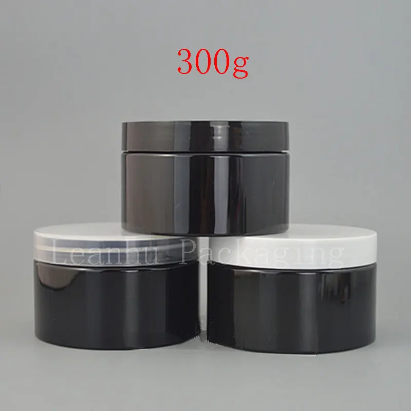 300g black jar with plastic lid