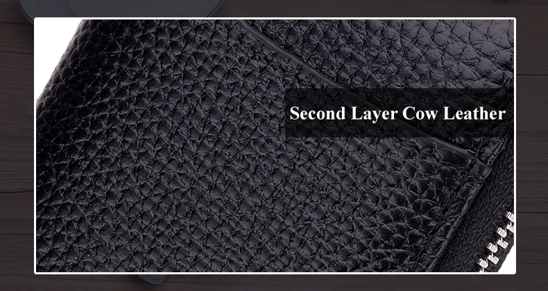 Lomelobo Unisex Split Leather Key Wallet Litchi Pattern Women Multi-Function Coin Purse Men Car Chain Bags Credit ID Card Holder HCL950 Details (02)