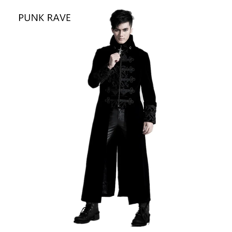 PUNK RAVE Men Gothic Winter Velvet Fabric Long Jacket Coat Wine Red Steampunk Stage Performance Printed Street Trench Coat
PUNK RAVE Men Gothic Winter Velvet Fabric Long Jacket Coat Wine Red Steampunk Stage Performance Printed Street Trench Coat