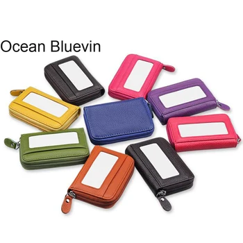 

OCEAN BLUEVIN New First Layer Leather Rfid Card Organ Organizing Card Sets Horizontal And Horizontal Section Card Package Card