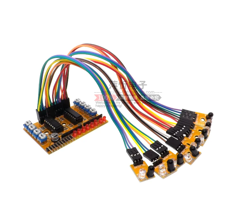 

Eight Road 8 Channel Infrared Detector Tracking Transmission Line Obstacle Avoidance Sensor Module for Arduino Diy Car Robot