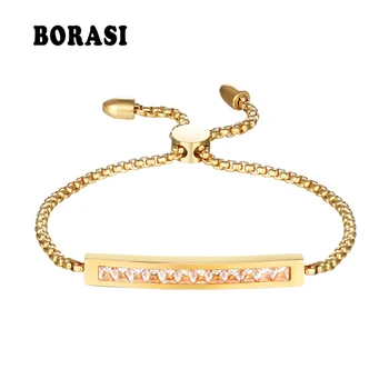 Stainless Steel Party Jewelry Adjustable Bracelet For Women 3mm Cubic Zirconia Gold Color Blacelets & Bangles Gift For Her 
Stainless Steel Party Jewelry Adjustable Bracelet For Women 3mm Cubic Zirconia Gold Color Blacelets & Bangles Gift For Her