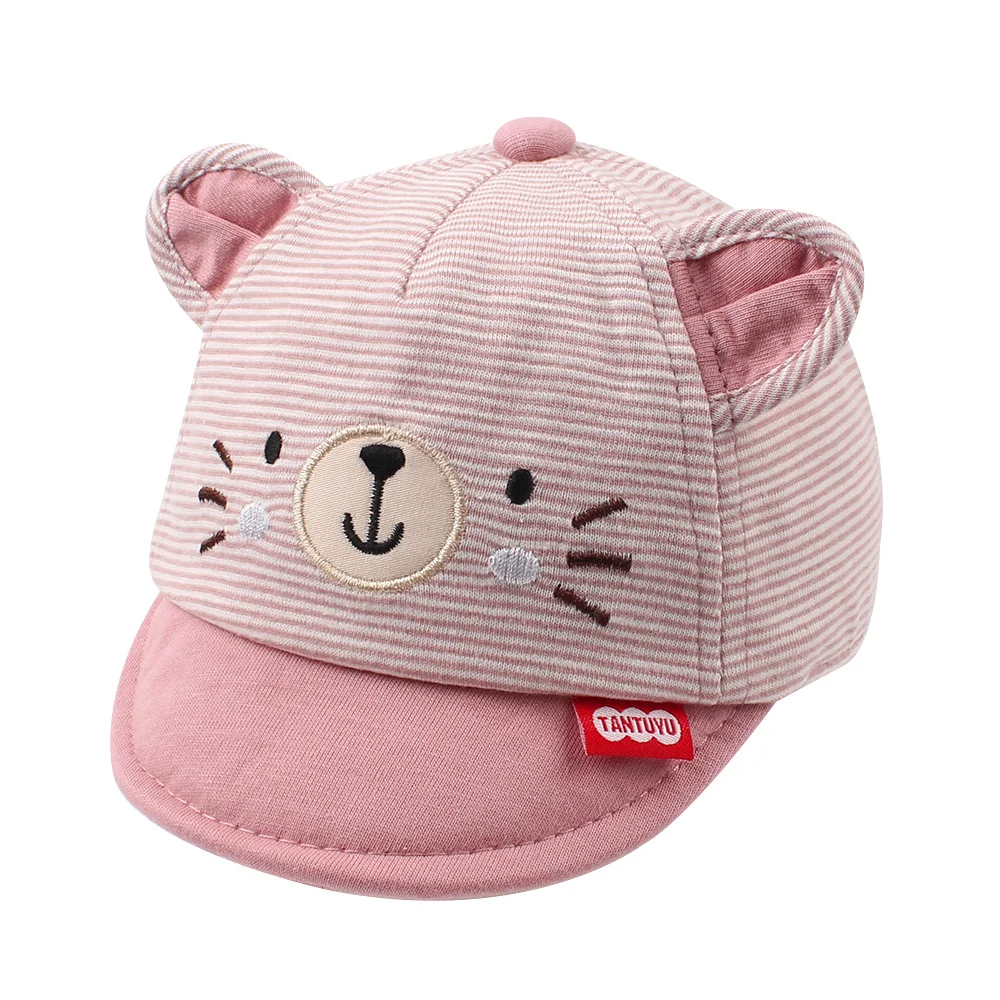 Cartoon Bear Baby Baseball Caps Happy Cotton Toddler Baby Caps With Ears Cute Embroidery Girls Caps Autumn Infant Sun Caps 6-18M (7)