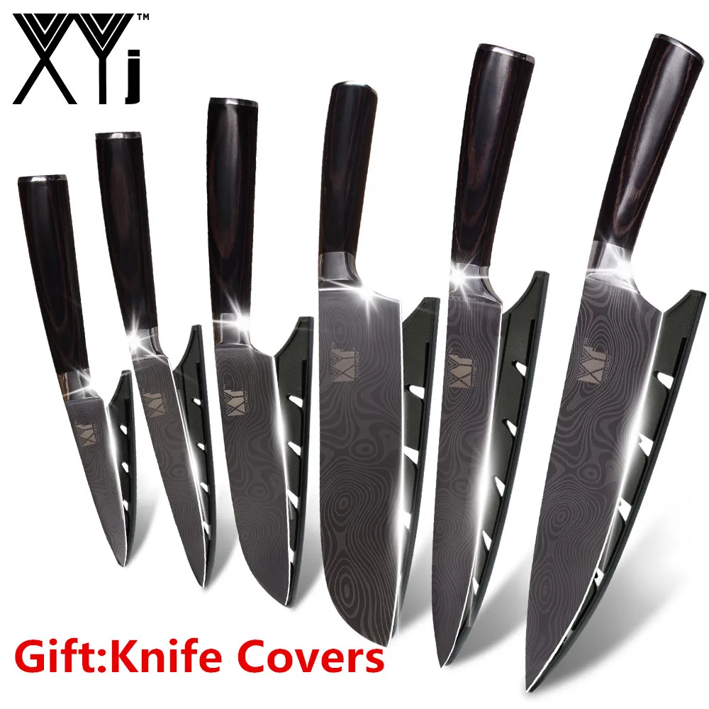 XYj нож из нержавеющей стали кухонные ножи для нарезки фруктов Santoku шеф-повара
