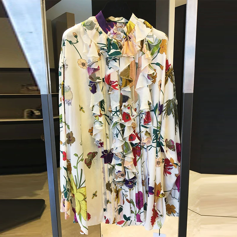 2019 Fall runways floral print ruffles Shirts Chic women's elegant long sleeves Shirts & blouses A674
2019 Fall runways floral print ruffles Shirts Chic women's elegant long sleeves Shirts & blouses A674