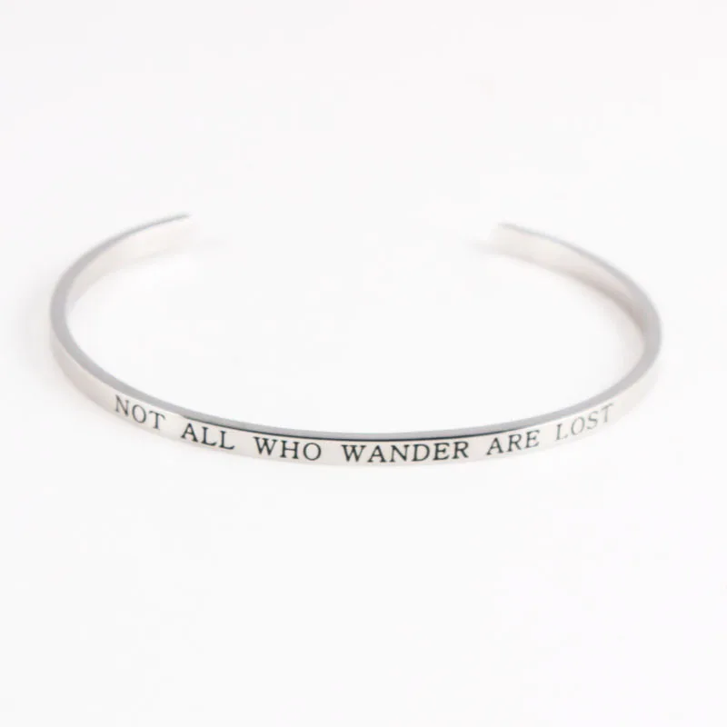 New Arrival! Stainless Steel Open Cuff Bracelet Silver Hand imprint Bracelet Bangle Engraved NOT ALL WHO WANDER ARE LOST Bangle
New Arrival! Stainless Steel Open Cuff Bracelet Silver Hand imprint Bracelet Bangle Engraved NOT ALL WHO WANDER ARE LOST Bangle