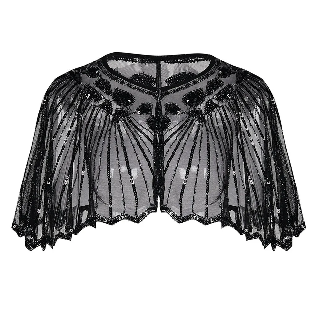 Women's 1920s Shawl Beaded Sequin Deco Evening Cape Bolero Flapper mesh summer vogue top Cover up tops mujer verano 2019 7.69
Women's 1920s Shawl Beaded Sequin Deco Evening Cape Bolero Flapper mesh summer vogue top Cover up tops mujer verano 2019 7.69
