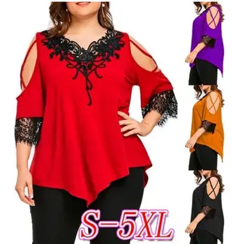 Women Lace Off Shoulder V-Neck Loose Blouses Tops 2019 Summer Top Casual Loose Short Sleeve Blouse Cross Shirts Blusa Plus Size
Women Lace Off Shoulder V-Neck Loose Blouses Tops 2019 Summer Top Casual Loose Short Sleeve Blouse Cross Shirts Blusa Plus Size