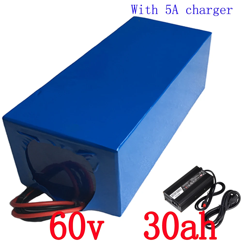 Image Free shipping 60V 30AH Ebike Scooter battery 60V 16S 2000W Lithium Battery 3.7V 5000MAH 26650 Cell 50A BMS and 67.2V 5A Charger