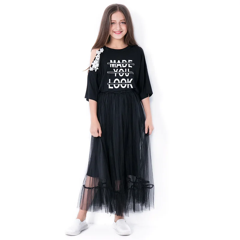 2 Piece Set Off Shoulder Lace T-shrit + Long Mesh Dress for Teenage Girls Summer Holidays Clothes
2 Piece Set Off Shoulder Lace T-shrit + Long Mesh Dress for Teenage Girls Summer Holidays Clothes