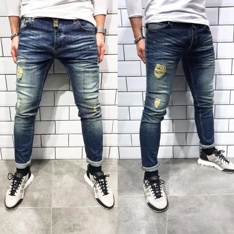 Men denim black Jeans Slim ripped hole Jeans Fashion Hip hop Skinny pencil Jeans For Men high street wear stretch jeans homme
Men denim black Jeans Slim ripped hole Jeans Fashion Hip hop Skinny pencil Jeans For Men high street wear stretch jeans homme