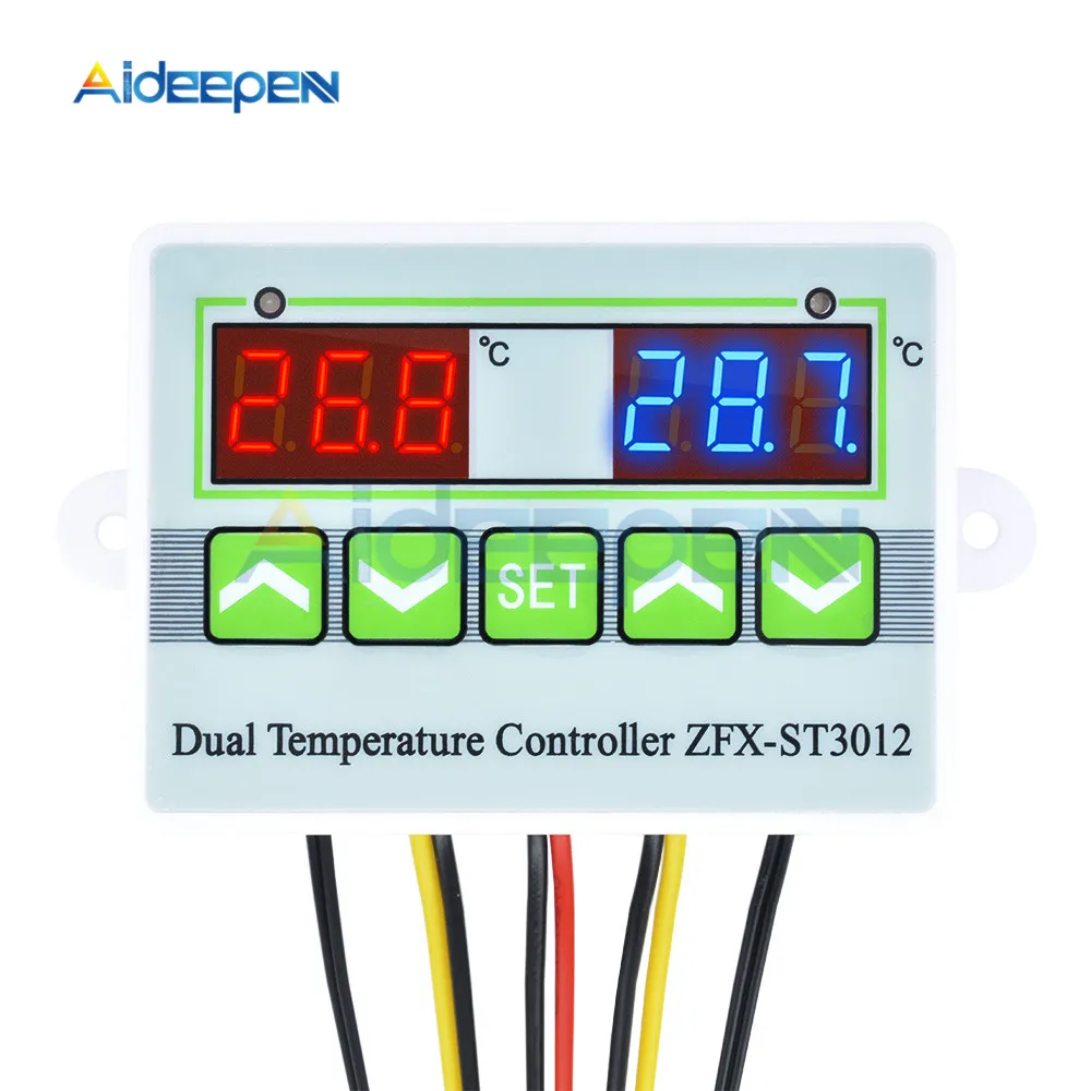 ST3012 Dual LED Digital Temperature Controller AC 110V 220V Thermoregulator thermostat With Heater And Cooler Dual NTC Sensor
ST3012 Dual LED Digital Temperature Controller AC 110V 220V Thermoregulator thermostat With Heater And Cooler Dual NTC Sensor