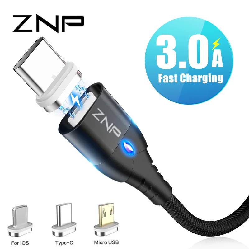 ZNP Magnetic Cable Micro USB Type C For iPhone Lighting Cable 1M 3A Fast Charging Wire Type-C Samsung Magnet Charger Phone Cable
ZNP Magnetic Cable Micro USB Type C For iPhone Lighting Cable 1M 3A Fast Charging Wire Type-C Samsung Magnet Charger Phone Cable
