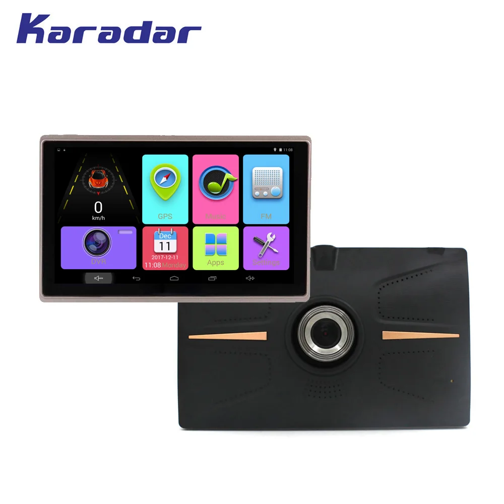 Karadar 7 дюймов IPS экран 1024*600 автомобилей GPS навигации Android 4.4 с передней DVR 720 P Bluetooth wi