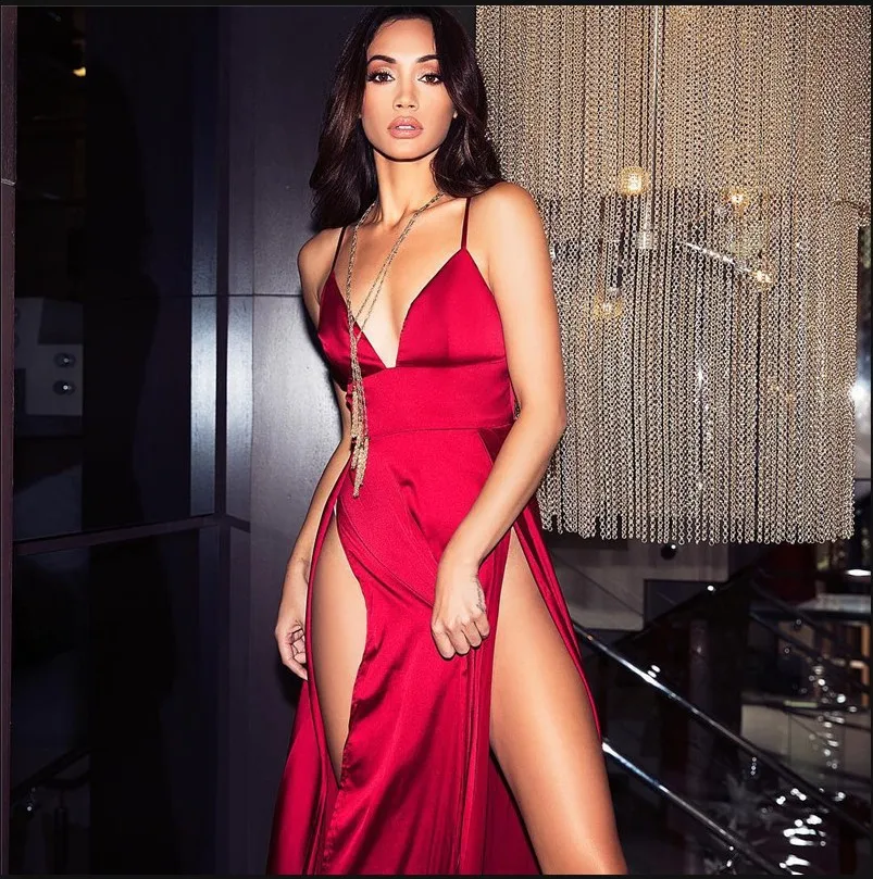 2019Women Fashion Dress V Neck Slit Dresses Strappy Deep Hot Sexy Pure Color Party New Formal Long Maxi Dress Summer
2019Women Fashion Dress V Neck Slit Dresses Strappy Deep Hot Sexy Pure Color Party New Formal Long Maxi Dress Summer