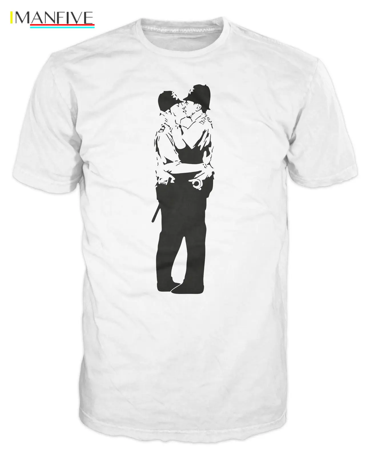 

Banksy Kissing Coppers Funny Smart Urban LGBT Police Gay T-shirt Funny Tee Shirt Hipster Summer